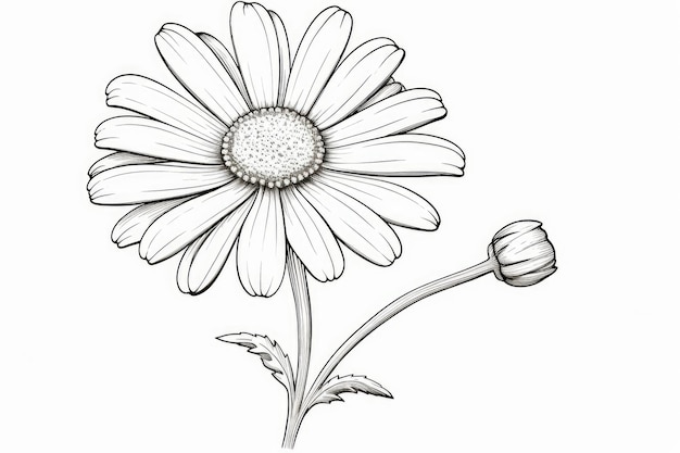 Photo daisy flower on white background illustration coloring page generative ai