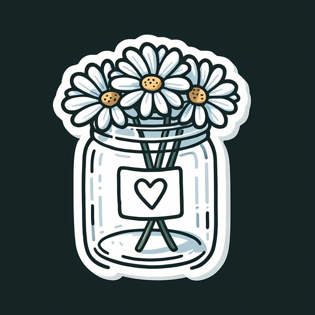 Daisy Flowers in Mason Jar Sticker Design