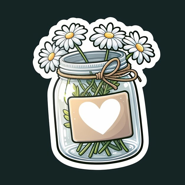 Photo daisy flowers in mason jar sticker design