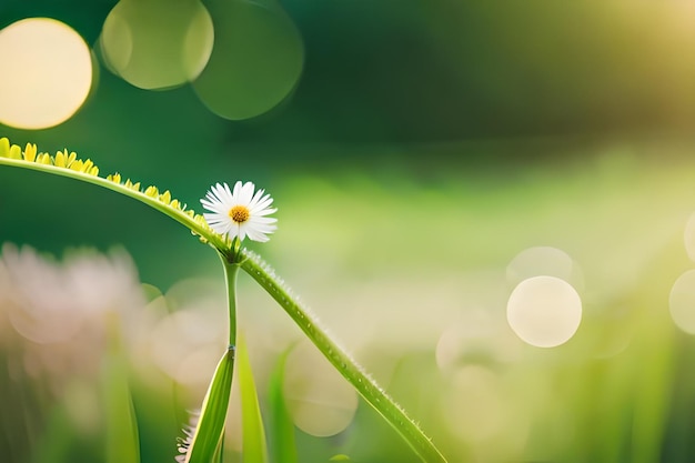 A daisy in the grass with blurred background