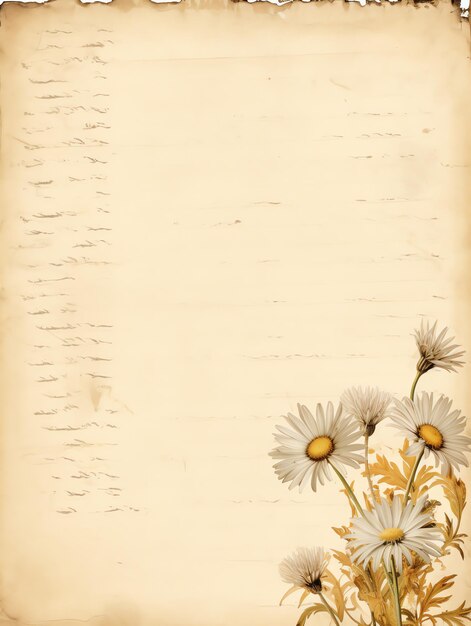 Foto daisy paper mooie antieke vintage oude pagina scrapbooking junk journal achtergrond met kopie