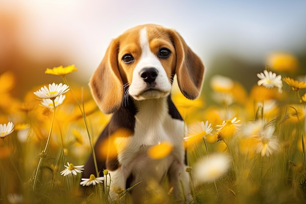 Daisy Pawsome The Adorable Beagle Pup in a Field of Daisies