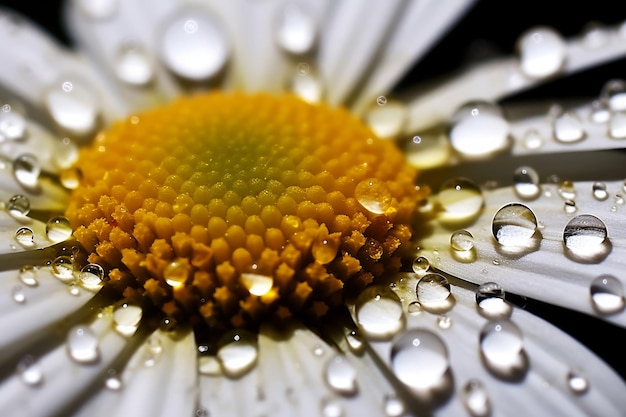 A daisy with water droplets on it