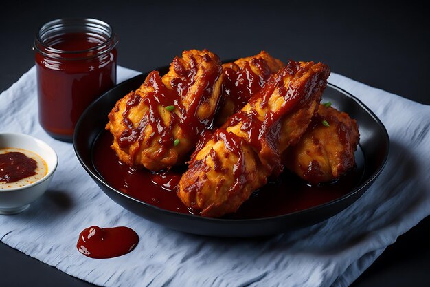 Dakgangjeong is a deep fried crispy chicken dish glaze food photography