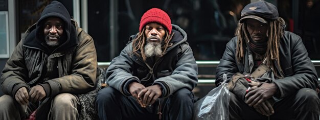 Foto dakloze mannen op een stadsstraat