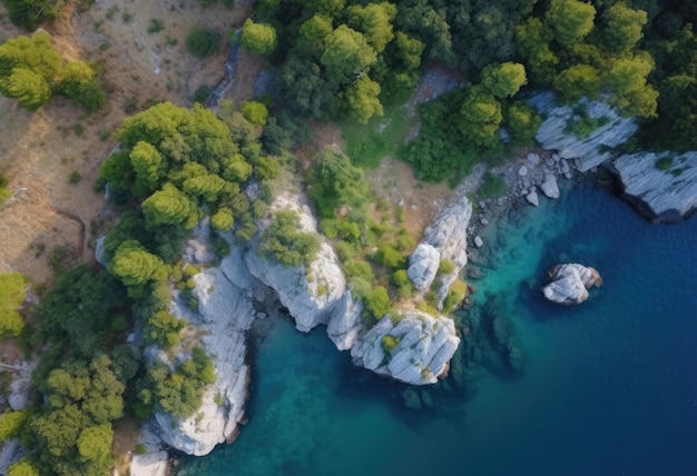 Daku island view from the sky shot taken with drone above the beautiful island concept about travel nature and marine landscapes