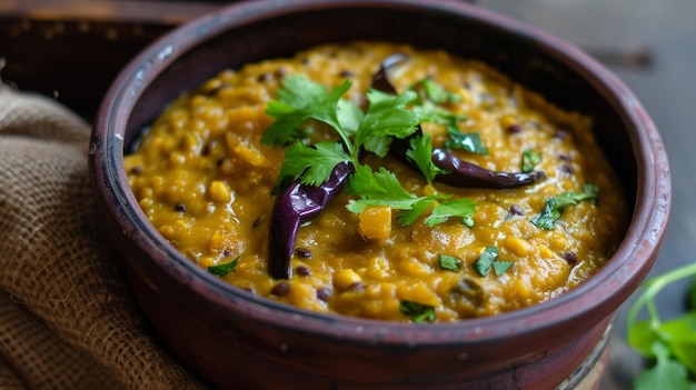 dal daal brinjal curry jaggery gud en verduidelijkte boter of ghee Generatieve Ai