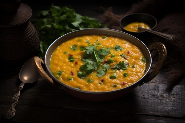 dal tadka photo with fluffy white rice