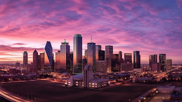 Dallas Skyline at Dusk Twilight Glow