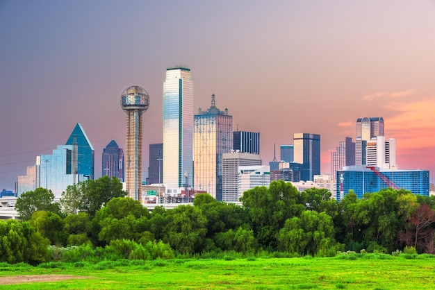 Dallas Texas USA downtown city skyline at dusk