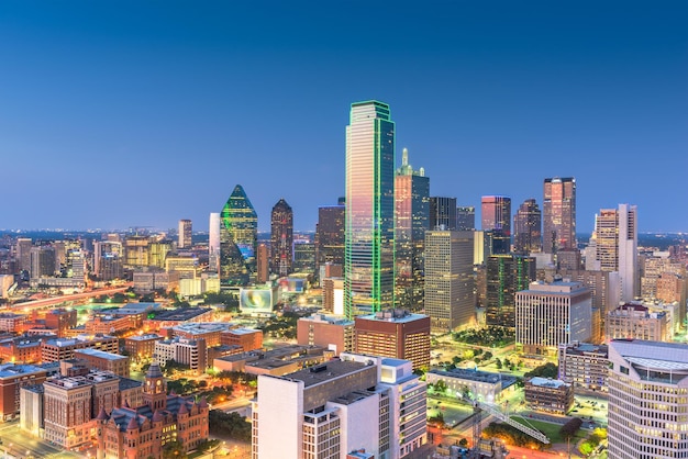 Dallas Texas USA skyline over Dealey Plaza