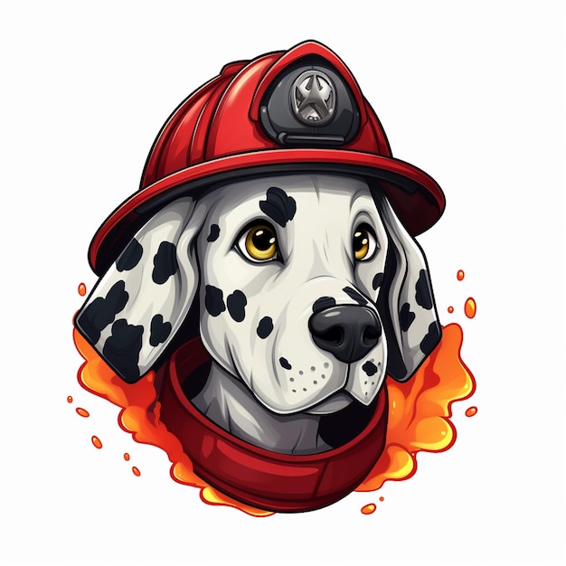 Photo dalmatian dog firefighter carto