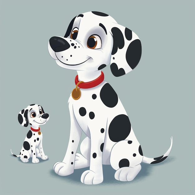 dalmatian dog and puppy sitting next to each other generative ai