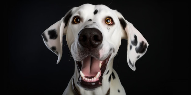 A dalmatian dog with its mouth open