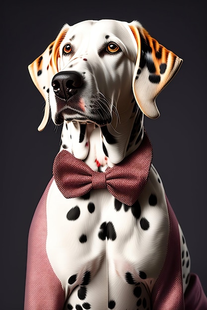 Dalmatiër gekleed in een elegante jurk geïsoleerd op transparante achtergrond