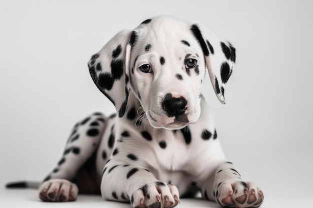 Dalmatische Hond Puppy Op Witte Achtergrond Generatieve AI