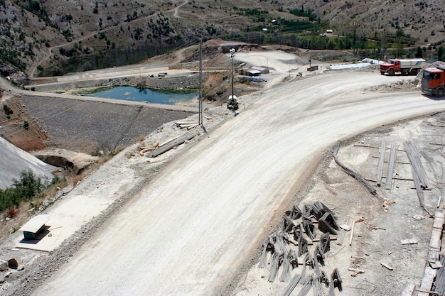 Dam construction stage construction site