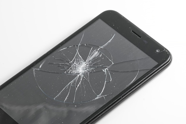 Damage broken smartphone with broken glass