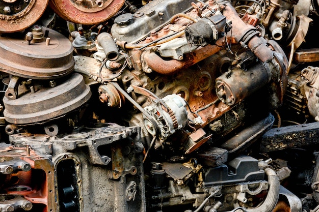 Damage and rusty old car machine