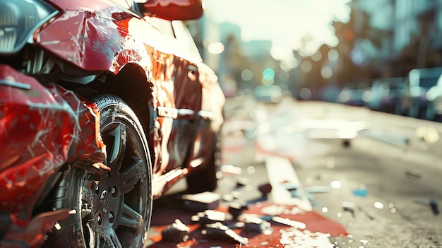 Damaged Car Sitting in Rain