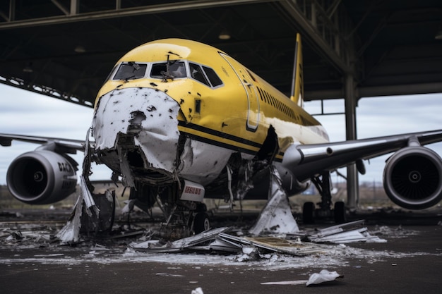 Damaged plane Beautiful illustration picture Generative AI