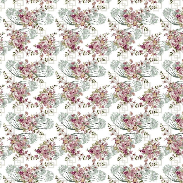 a damask floral pattern on white