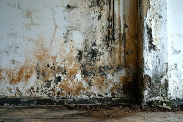 Photo dampness and damage mold stains on apartment wall