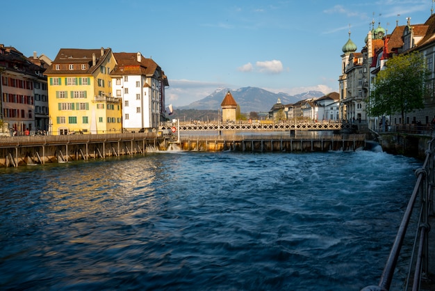 Dams of the Chapel brisge in Luzern, Switzerland