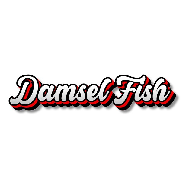 사진 damselfish 텍스트 3d 실버 레드 블랙 화이트 배경 사진 jpg