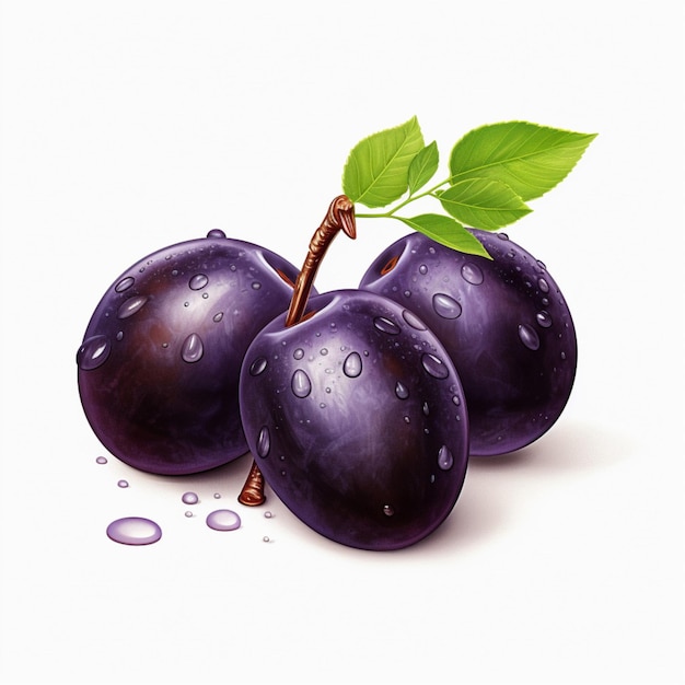 Damson 2d cartoon illustraton on white background high qua