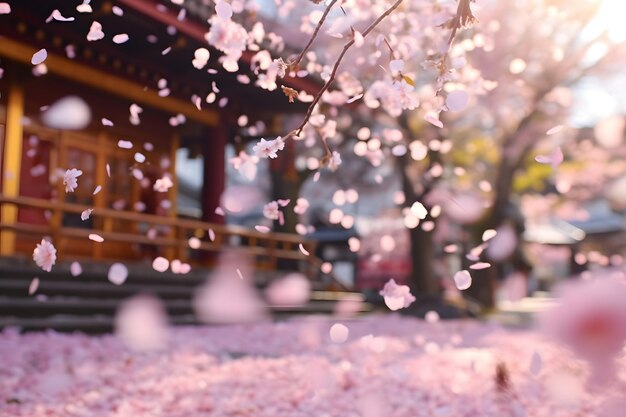 Photo a dance of beauty sakura petals swirl and flutter amidst kura festival festivities