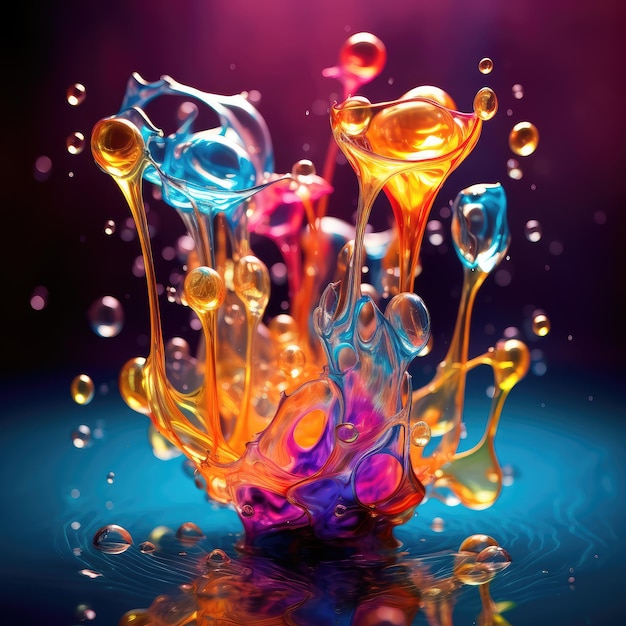 MidAir Generative AI에서 색의 춤 생생한 액체 조각