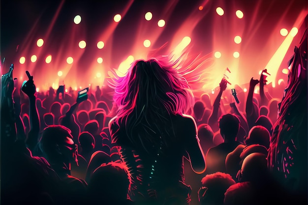 Dance disco party neon party place illustration AI