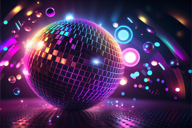 Dance disco party neon party place illustration AI