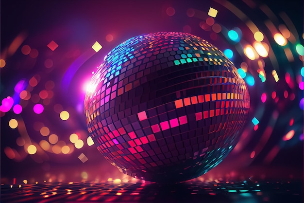 Dance disco party neon party place illustration AI
