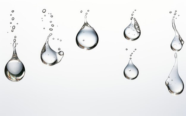 Dance of Droplets Shifting Shapes on a White or Clear Surface PNG Transparent Background