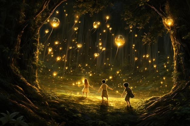 Photo the dance of the fireflies