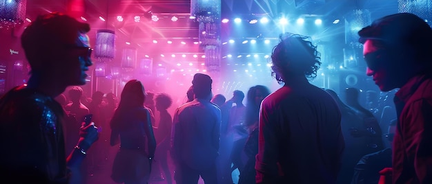 Photo dance floor vibes clubbers grooving to electronic beats under spotlights concept dance music nightlife club scene electric atmosphere energetic crowds