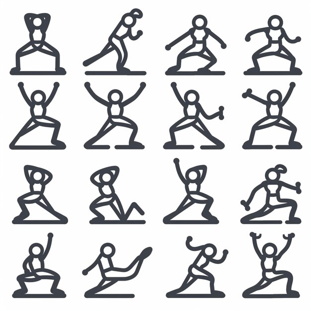 DanceFit Icons Vibrant Graphics for Engaging Aerobics and Dance Applications