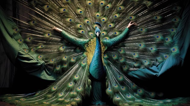Dancer dressed as a peacock