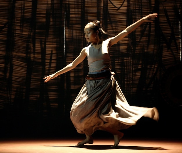 Foto una ballerina si esibisce sul palco