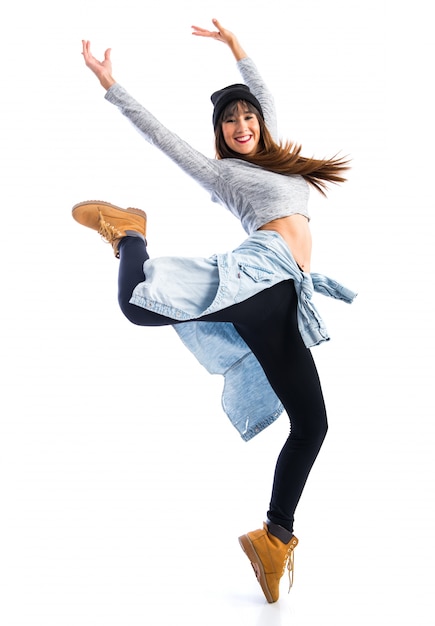 Dancer posing over white background