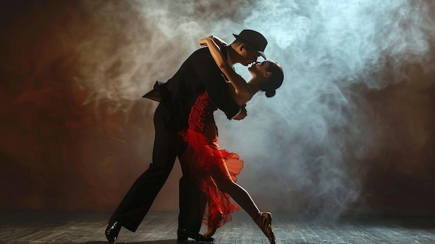 Dancers dance a passionate tango dance