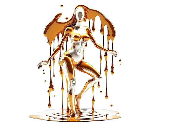 Dancing abstract female figure dripping with honey liquid Generative AI