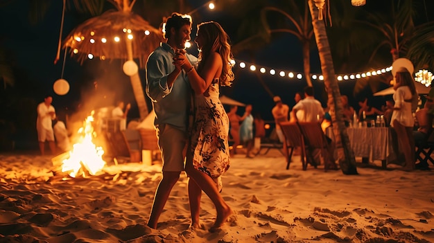 Dancing at the beach party