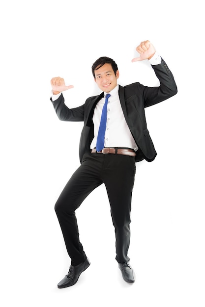 Dancing businessman isolated