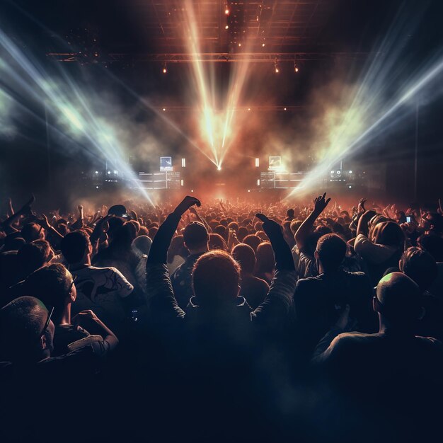 写真 音楽祭で踊る群衆