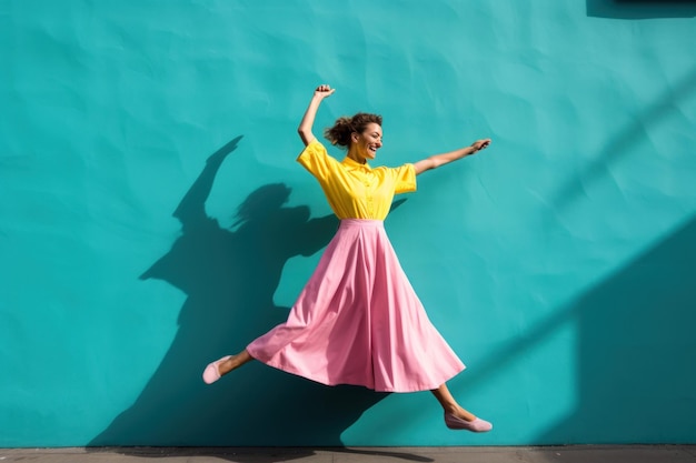 Dancing girl on vivid background