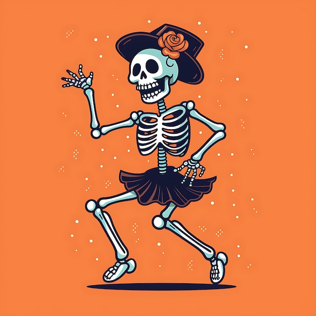 Photo dancing halloween skeleton clipart bundle aigenerated