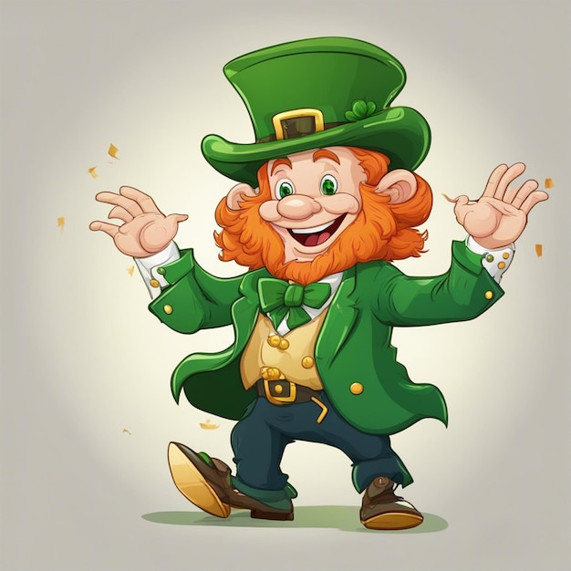 Dancing Leprechaun on white background